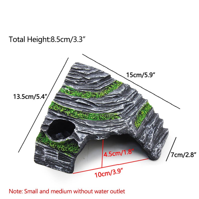 OMEM Reptile Box Shelter Terrarium Hideout Caves Turtle Ramp Basking Platform Habitat Decor Humidify Hide Cave Resin Rock - Image 2